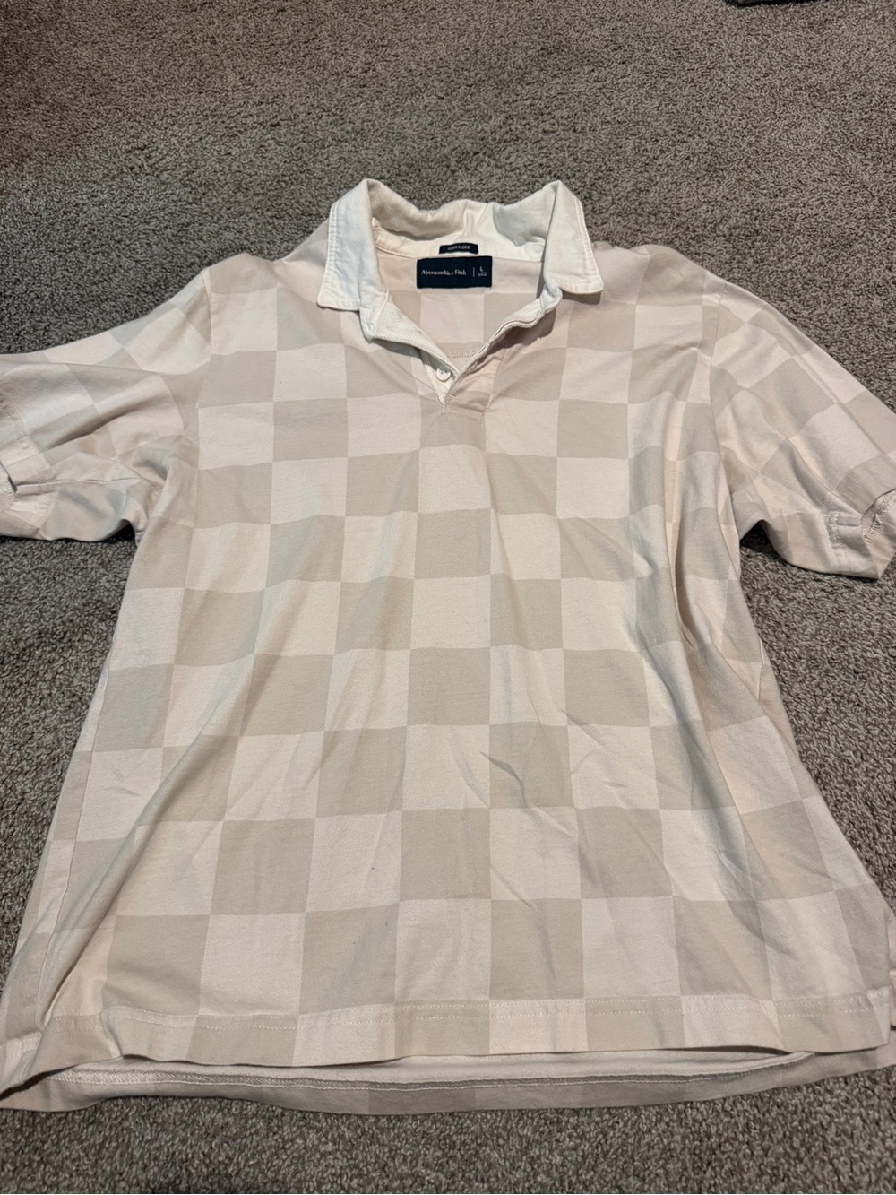 Abercrombie & Fitch Men's Cream Check Polo